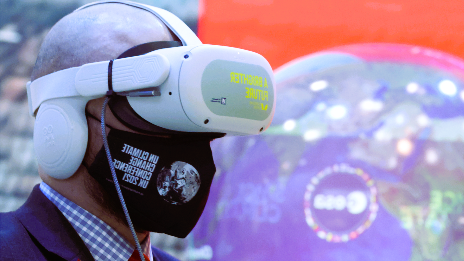 Guy in virtual reality helmet